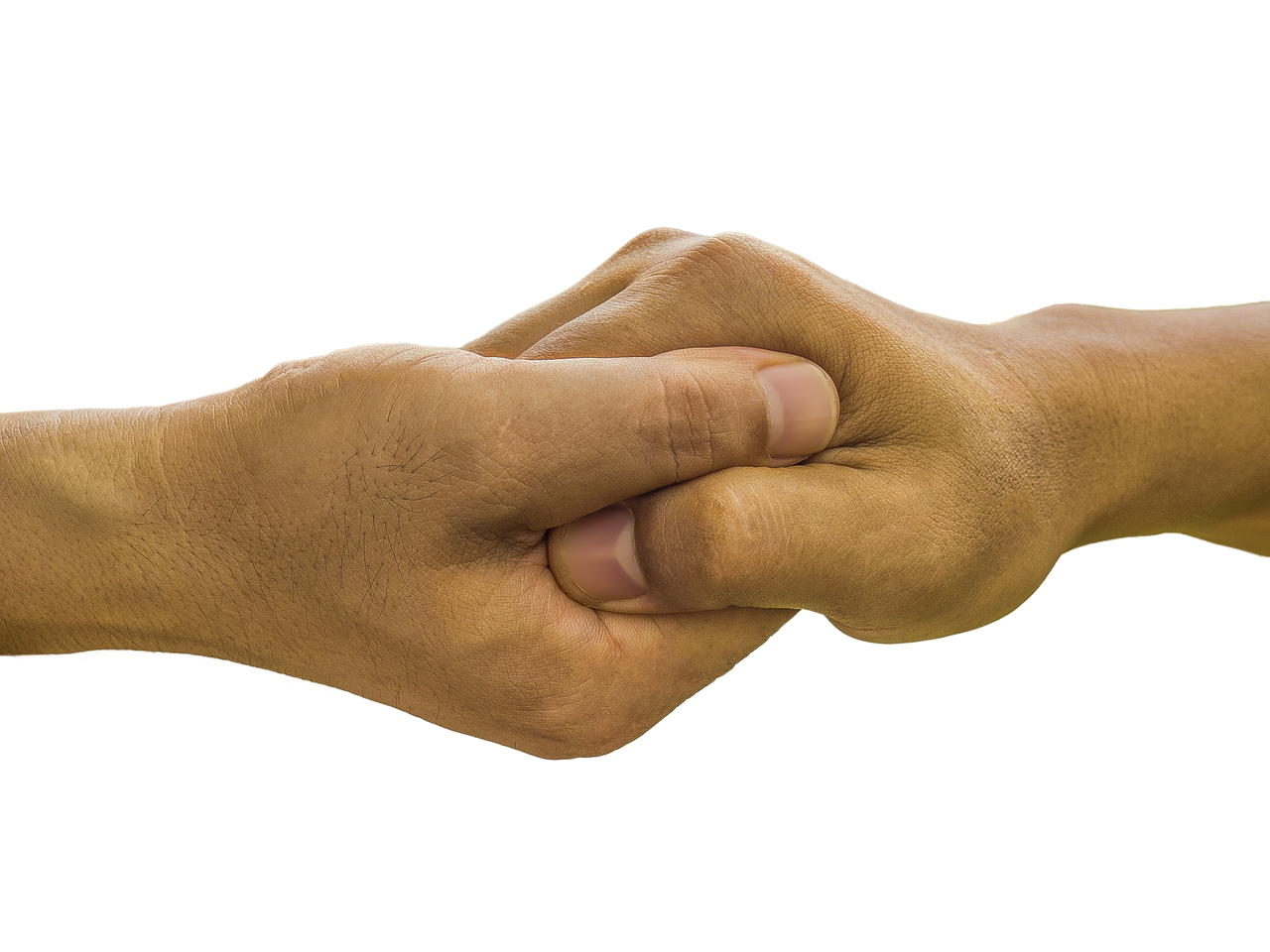 Photo of two people clasping hands