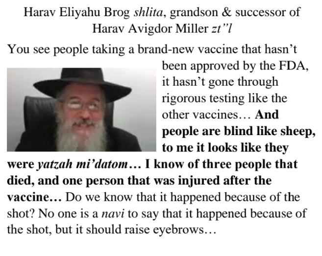 Rabbi Eliyahu Brog warns against the Covid vaccine