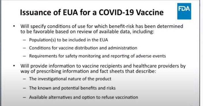 FDA Issuance of EUA for Covid 19 Vaccine