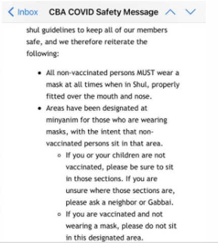 Cong. Beth Aaron vaccine policy